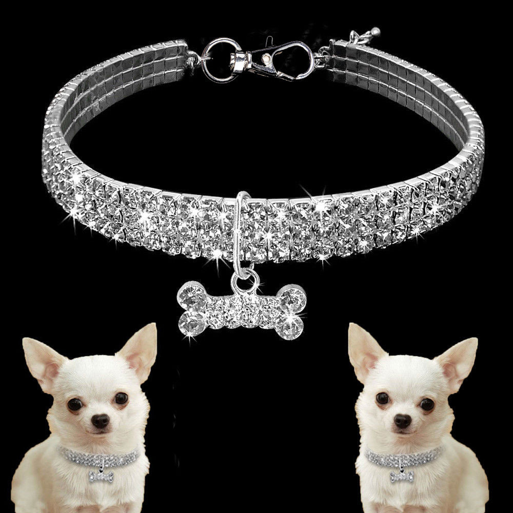 Bling Rhinestone Dog Collar – Crystal Collar for Small & Medium Dogs or Cats